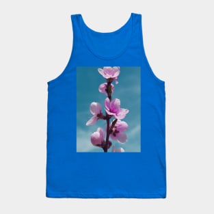 Blossoming peach tree with pink flowers, altered photo Tank Top